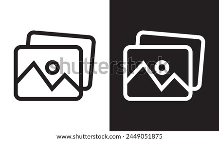 Photo gallery vector icon set. image album symbol in black color. media pic sign for apps and website UI designs.