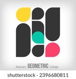 Photo geometric collage frames template. Colorful Photo collage frames template for family design. Vector collage layout for photo montage.