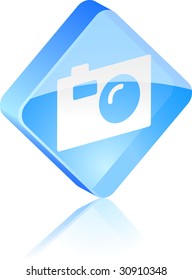 Photo glass button. Vector illustration.
