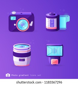 Photo gradient icons set
