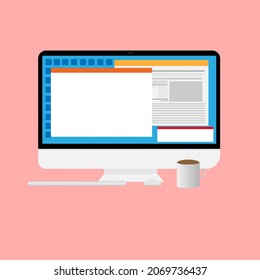 Photo or graphic editor on computer vector illustration, laptop flat screen