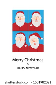 Photo grimacing Jolly Santa Christmas vector greeting card. White background.