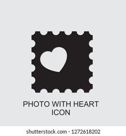 photo with heart icon . Editable filled photo with heart icon from love. Trendy photo with heart icon for web and mobile.