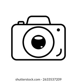 Photo Icon. Black and White Camera Outline Symbol