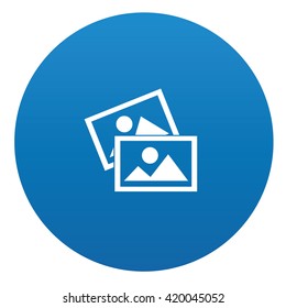 Photo icon design on blue button,vector