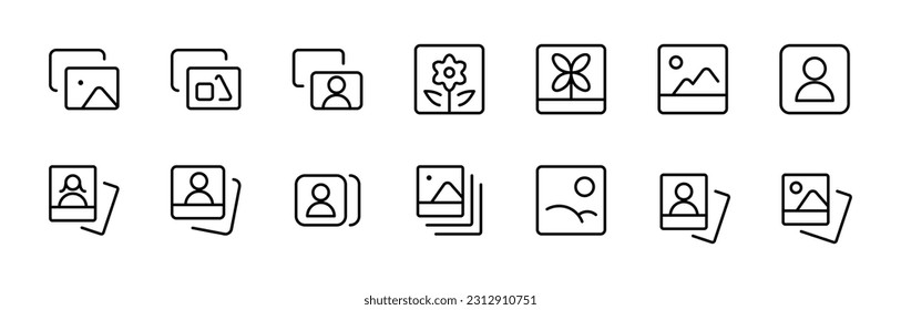 photo icon, gallery, picture vector, silhouette of an image, Photo album, gallery icon set, image icon, picture symbol. photo signs. vector illustration
