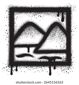 Photo icon graffiti with black spray paint. vector illustration.