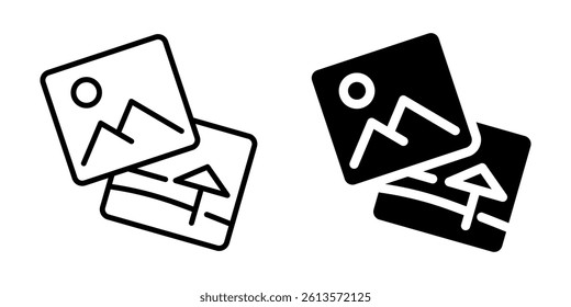 Photo icon with image and frame representation. Linear and silhouette style.