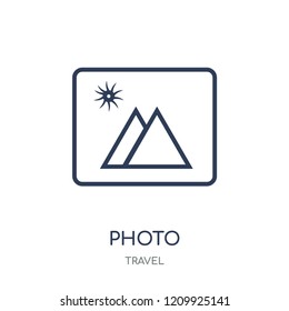 Photo icon. Photo linear symbol design from Travel collection. Simple outline element vector illustration on white background.