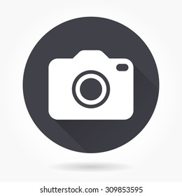 Photo  icon with long shadow, flat design. Vector illustration.
