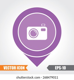 Photo Icon On Map Pointer. Eps.-10.