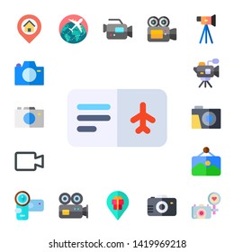 photo icon set. 17 flat photo icons.  Simple modern icons about  - placeholder, camera, photo camera, identification, video camera, picture, camcorder, travel