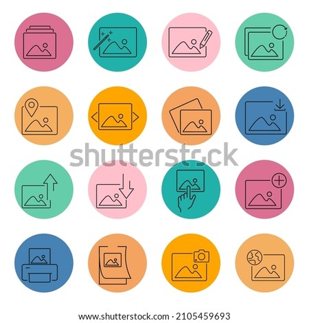 photo icon set . photo symbol pack vector elements for infographic web. with trend color