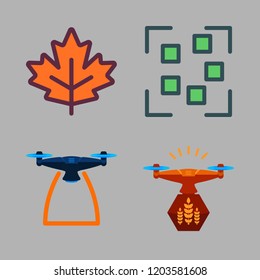 photo icon set. vector set about maple leaf, drone and focus icons set.