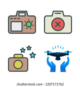 photo icon set. vector set about drone and photo camera icons set.