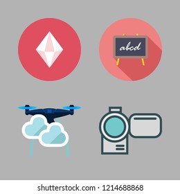 photo icon set. vector set about prism, blackboard, camcorder and drone icons set.
