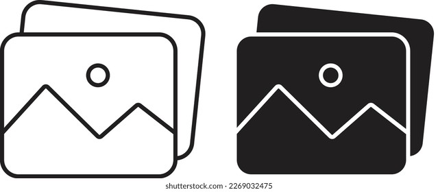 Photo icon simple trendy flat style line and solid Isolated vector illustration on white background. For apps, logo, websites, symbol , UI, UX, graphic and web design. EPS 10.