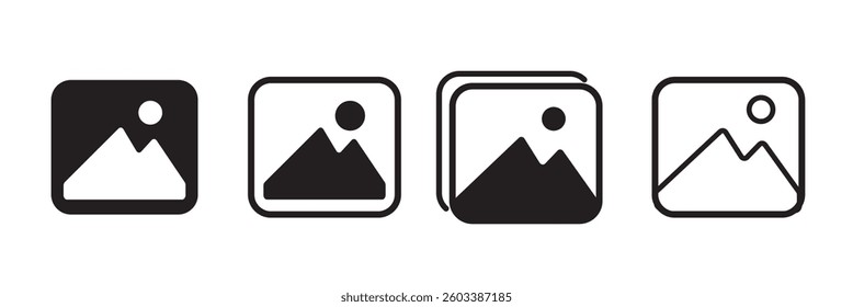 Photo icon simple trendy flat style line and solid Isolated vector illustration on white background. For apps, logo, websites, symbol , UI, UX, graphic and web design. EPS 10.