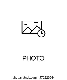 Photo icon. Single high quality outline symbol for web design or mobile app. Thin line sign for design logo. Black outline pictogram on white background