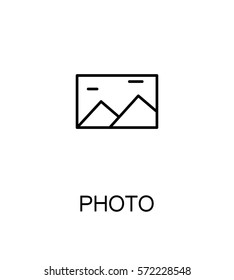 Photo icon. Single high quality outline symbol for web design or mobile app. Thin line sign for design logo. Black outline pictogram on white background