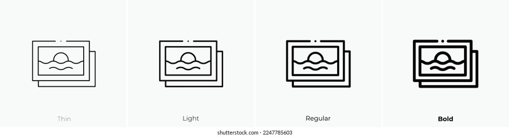 photo icon. Thin, Light Regular And Bold style design isolated on white background