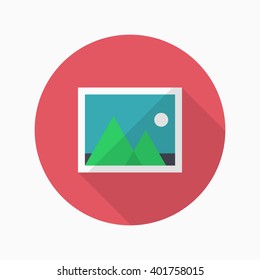 Photo icon , Vector flat long shadow design.