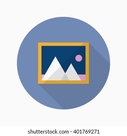 Photo icon , Vector flat long shadow design.