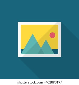 Photo icon , Vector flat long shadow design.