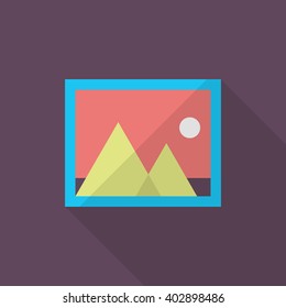Photo icon , Vector flat long shadow design.