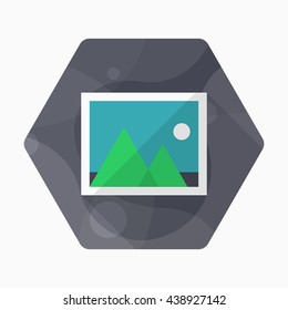 Photo icon , Vector flat long shadow design.