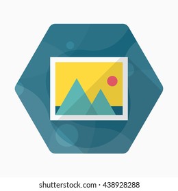 Photo icon , Vector flat long shadow design.