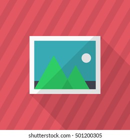 Photo icon , Vector flat long shadow design.