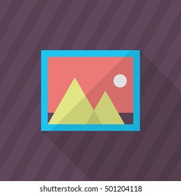 Photo icon , Vector flat long shadow design.