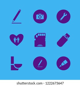photo icon. photo vector icons set wrench, camera, pencil and flash driver