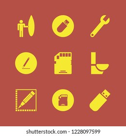 photo icon. photo vector icons set toilet, memory card, wrench and pencil