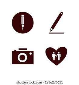 photo icon. photo vector icons set camera, man woman love and pencil
