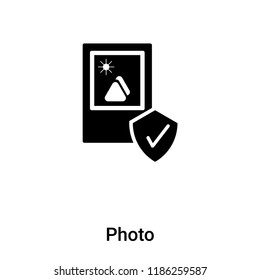 Photo icon vector isolated on white background, logo concept of Photo sign on transparent background, filled black symbol