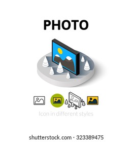 Photo icon, vector symbol in flat, outline and isometric style