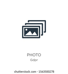 Photo icon vector. Trendy flat photo icon from gdpr collection isolated on white background. Vector illustration can be used for web and mobile graphic design, logo, eps10