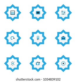 Photo icons colored set with tune, wb sunny, adjust and other refresh elements. Isolated vector illustration photo icons.