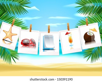 Photo icons on the beach