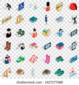 Photo icons set. Isometric style of 36 photo vector icons for web for any design