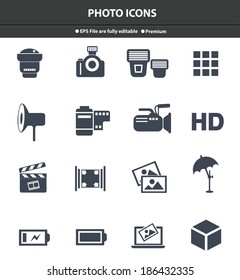 Photo icons,Black version,vector