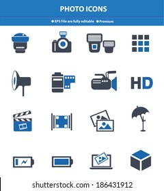 Photo icons,Blue version,vector