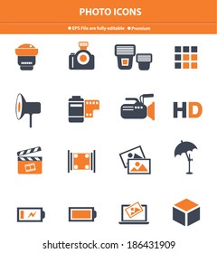 Photo icons,Orange version,vector