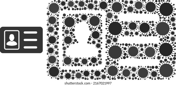 Photo ID mosaic icon. Vector mosaic is made with random viral items. Virulent mosaic photo ID icon. Photo ID mosaic for isolation templates.