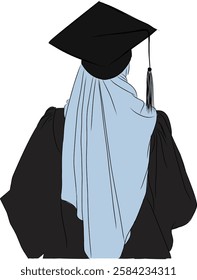 photo illustration of a Muslim woman looking back after graduation look so beautiful 