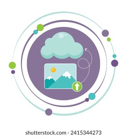 Photo or image file being uploaded and stored graphic icon symbol