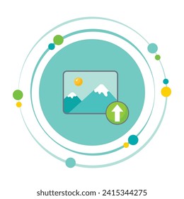 Photo or image file being uploaded and stored graphic icon symbol