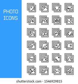 photo and image file icons set line design